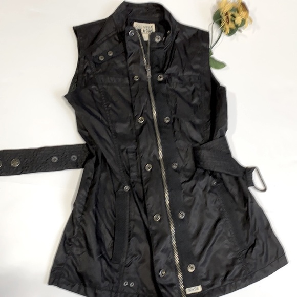 Converse All Star Zip Up Belted Edgy Moto Vest With Snap Collar Black Small EUC - Picture 2 of 12